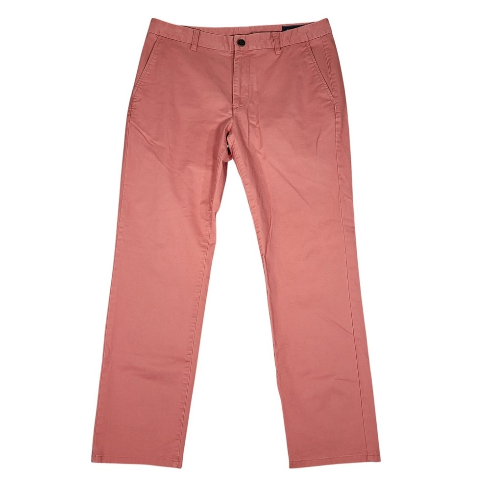 Bonobos Pants Mens 33x32 (Fits 34x30) Slim Straight Salmon Pink Stretch Chinos